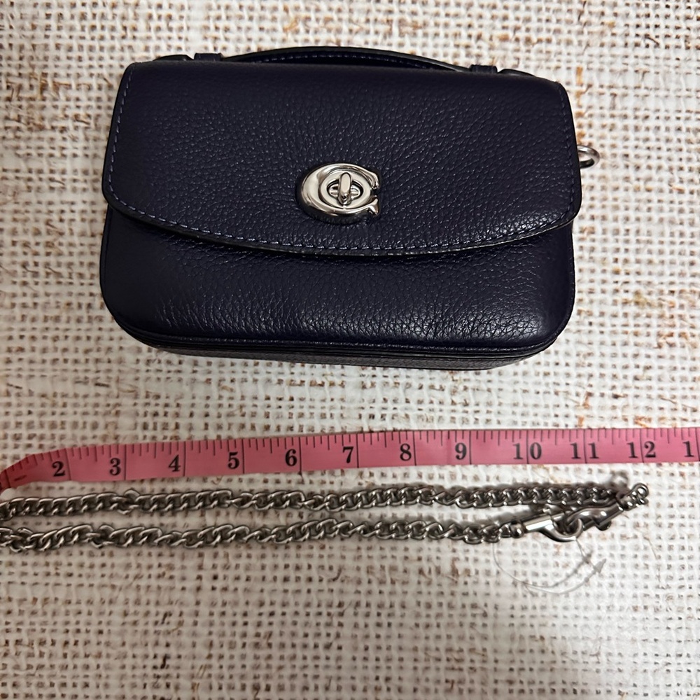 Coach Refined Pebble Leather Cassie Crossbody 17 in Navy with Silver hw - Picture 12 of 13